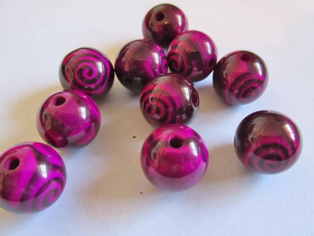 (image for) Magenta round acrylic beads (10pcs)#A-1493